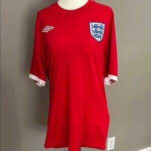 Umbro Red England Football Shirt with White Trim size 40- Medium